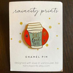Peace Love Coffee Hard Enamel Pin